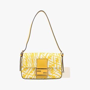 Fendi Vertigo Baguette Yellow X White X Beige PVC Coated Canvas 8bs049 8bs049-af